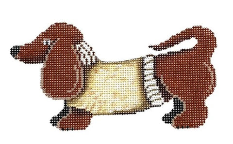 Dachshund - Beige Turtleneck Sweater (Patti Mann)