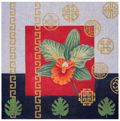 Blue/Green Orchid and Bamboo Patch II
