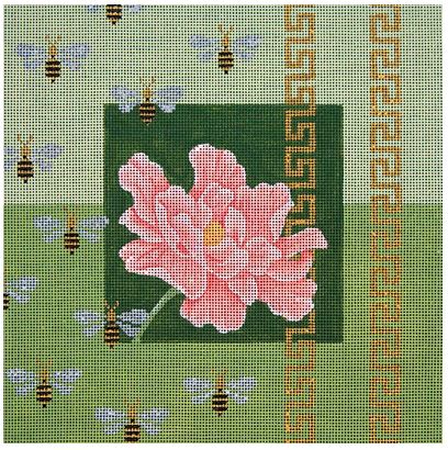 Peach Peony and Bees