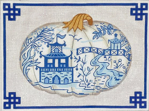 Chinoiserie Porcelain Pumpkin w/Chinese border