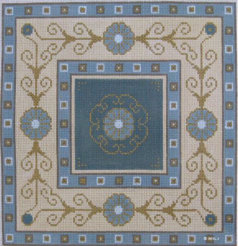 Slate Blue Flowers & Filigree
