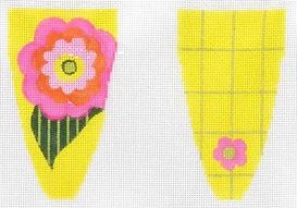 Scissor Case - Pink Floral/Yellow Background