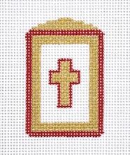 Mini Cross Bookmark Maroon w/Ribbon