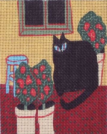 Cat and Geraniums  