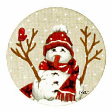 Red Hat Snowman w/Mitten Ornament
