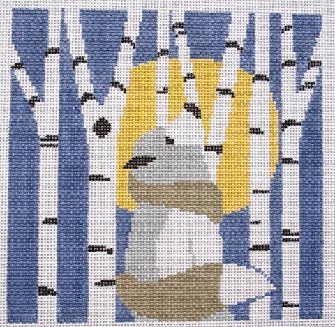 Wolf in Birch Trees
