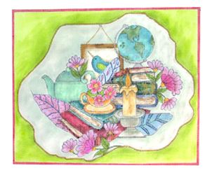 Feathers Books and Globe