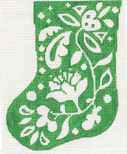 White on Green Scandinavian Mini Stocking