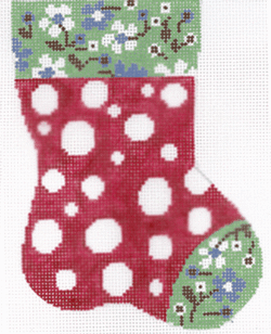 Floral Cuff in Red Mini Stocking 