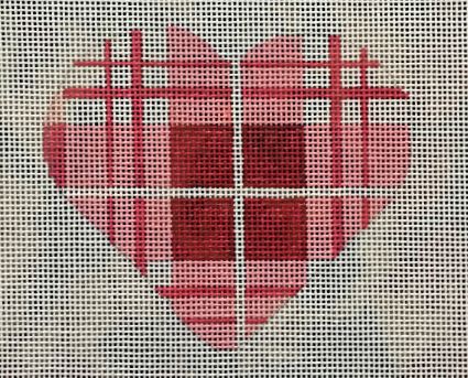 Heart - Maroon and Pink Plaid
