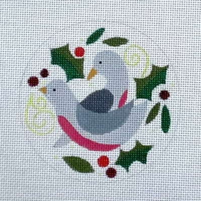 Turtle Doves Round Ornament