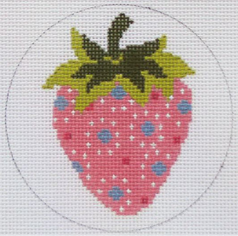 Strawberries Pink w/Blue Dots