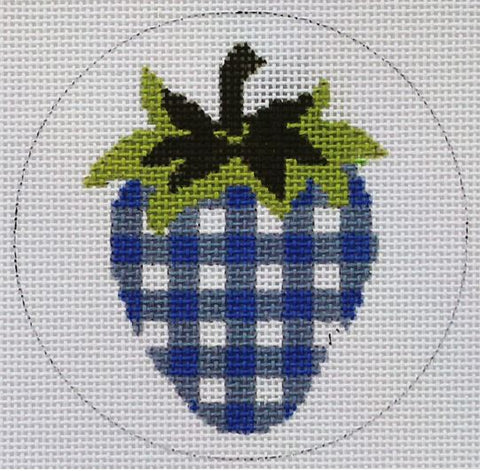 Strawberries Blue/White Checks