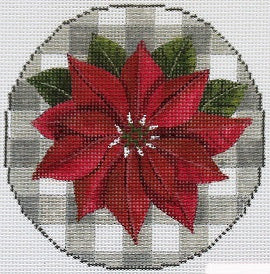 Gingham Ornament - Poinsettia