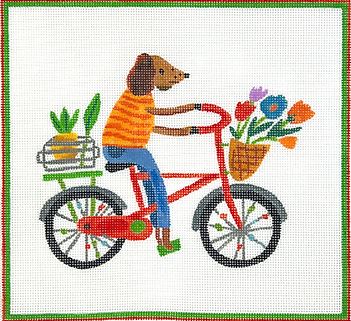 Dog on Bicycle w/Flowers and Pineapple