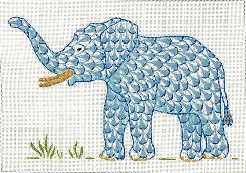 Fishnet Elephant w/Trunk Up/Blue