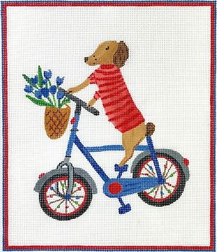 Dogonit Pup on Bicycle w/Blue Tulips