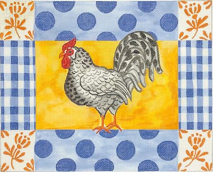 Rooster w/Gingham/Floral Border