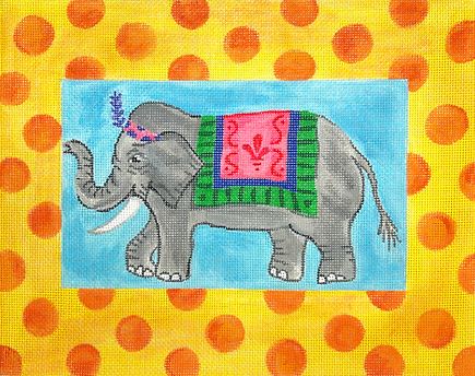 Circus Elephant w/Orange Spotted Yellow Border