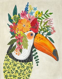 Toucan in Yellow Flowered Top