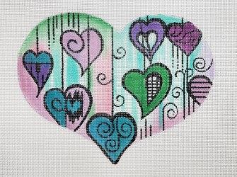 Pink and Green Watercolor Heart