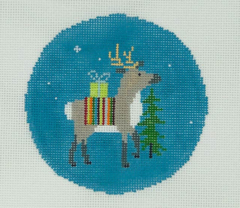 Reindeer w/Vertical Striped Blanket