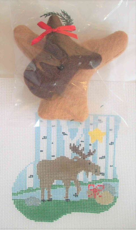 Moose and Birch Trees w/Moose Mini Sock