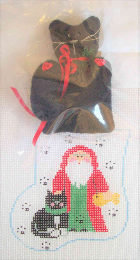 Santa w/Cat Mini Sock