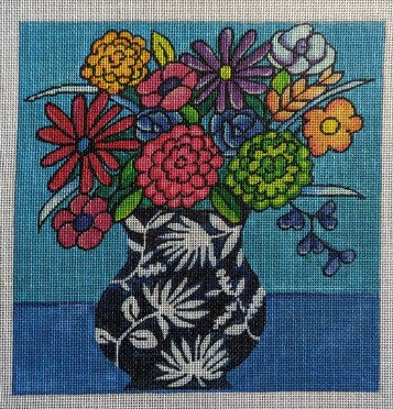 Bright Floral on Blue