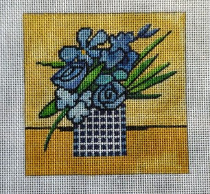 Blue Floral on Yellow