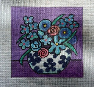 Blue Floral on Purple