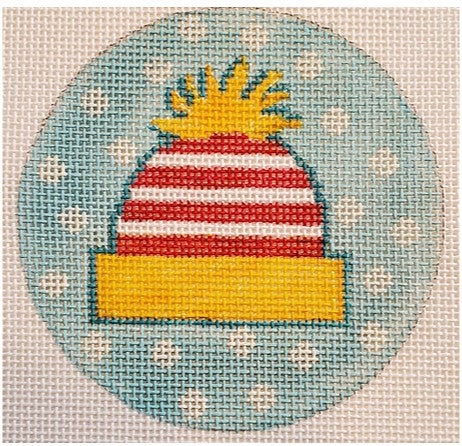 Yellow w/Red Stripe White Snow Cap