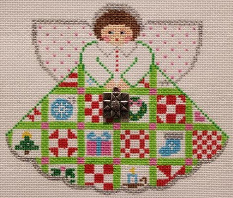 Christmas Quilt Angel w/Charms