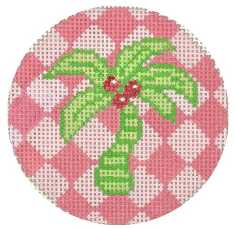 Green Palm on Pink  