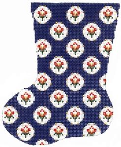 Small Flower Mini Sock - Blue 