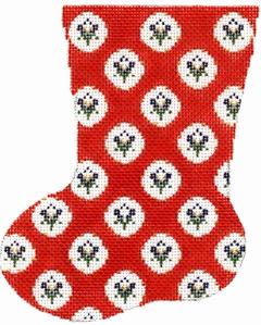 Small Flower Mini Sock - Red