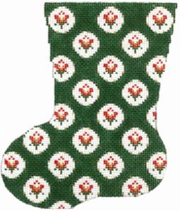 Small Flower Mini Sock - Green