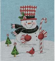 Snowman in Harlequin Hat w/Background
