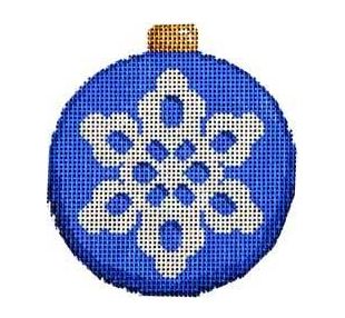 Snowflake on Blue Ball Ornament