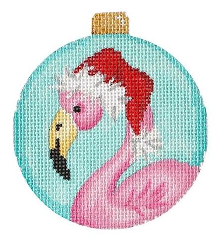 Flamingo/Santa Hat Ball Ornament