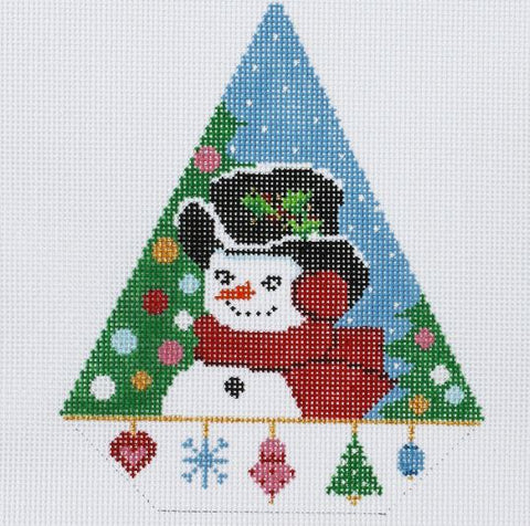 Triangle Christmas Ornament - Holiday Snowman