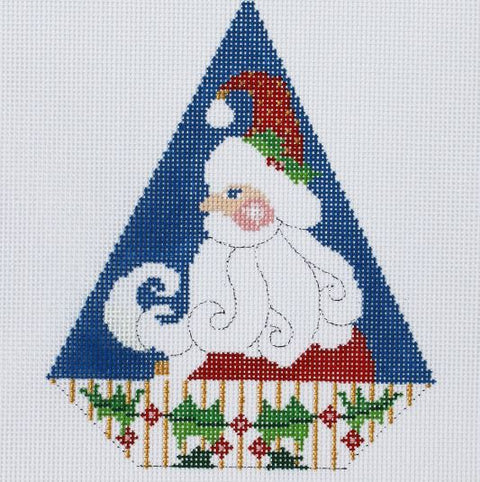 Triangle Christmas Ornament - Holly Santa