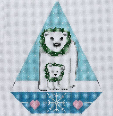 Triangle Christmas Ornament - Polar Mom and Child