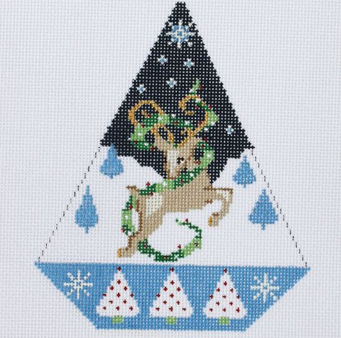 Triangle Christmas Ornament - Holiday Reindeer