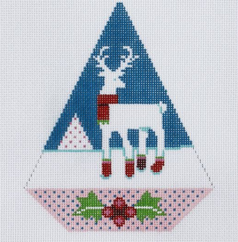 Triangle Christmas Ornament - Festive Reindeer
