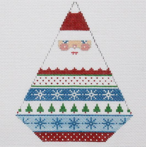 Triangle Christmas Ornament - Ribbon Santa  