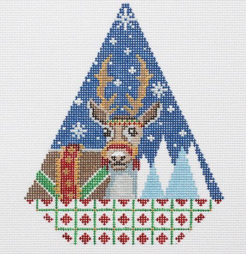 Triangle Christmas Ornament - Santas Lead Reindeer