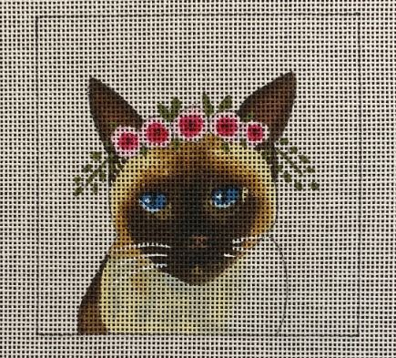 Siamese Cat w/Floral Crown
