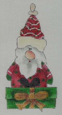 Santa Gnome Sitting on a Present