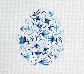 Blue Floral Egg